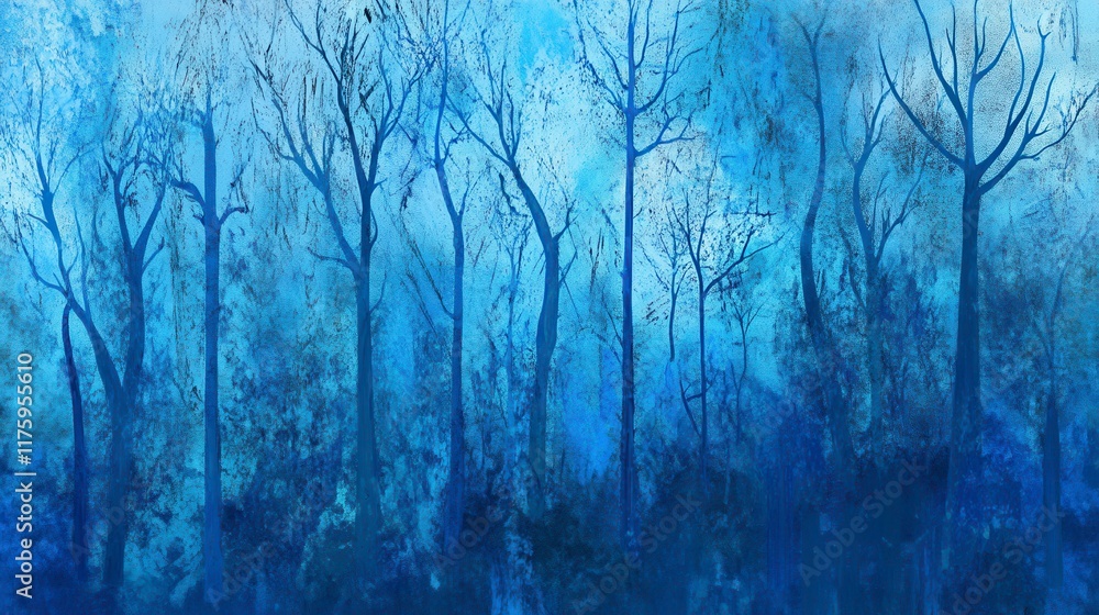 Enchanted Blue Forest: Misty Woods in Deep Blue Hues Enchanted Blue Forest: Misty Woods in Deep Blue Hues