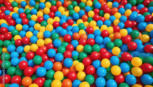 Colorful array of plastic balls filling a play area, inviting children for fun and playtime activities photo