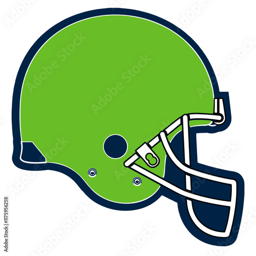 Navy blue and neon green football player helmet, sport vector graphics, hockey, for street art - art illustration -

 