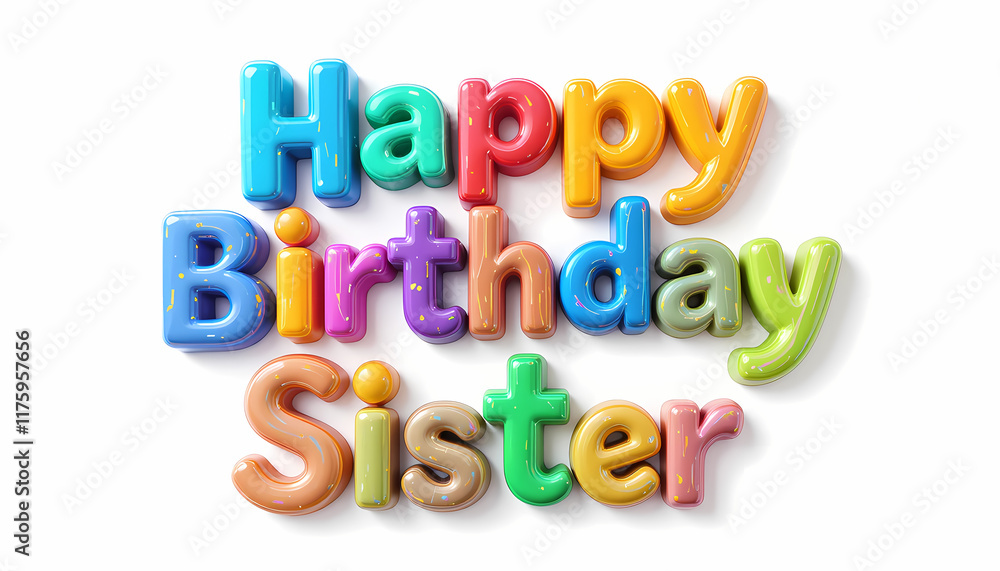 Happy Birthday Sister 3D HD image for wishing in vibrant colors, candles, balloons, confetti, cake, and digital background for the birthday celebration. isolated on white background. Happy Birthday Sister 3D HD image for wishing in vibrant colors, candles, balloons, confetti, cake, and digital background for the birthday celebration. isolated on white background.