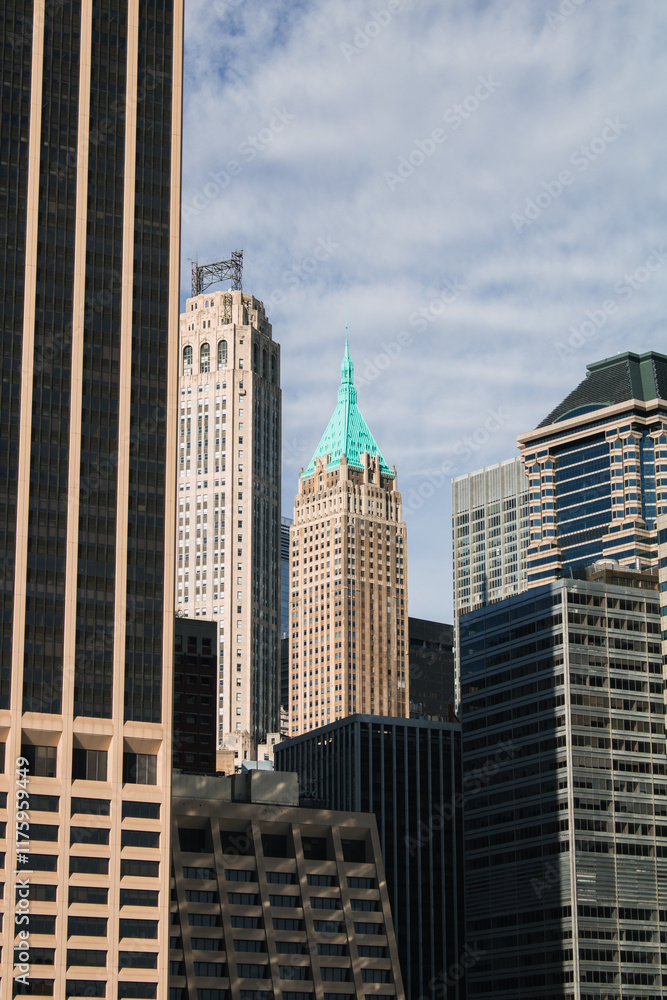 Detailansicht von Hochhäusern in Lower Manhattan, New York City Detailansicht von Hochhäusern in Lower Manhattan, New York City