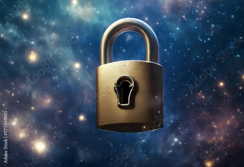 glowing stars setting space embedded icon nebulae padlock cosmic