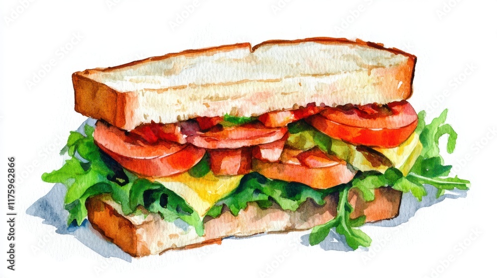 National BLT Sandwich Month Watercolor sandwich with fresh tomatoes and crisp lettuce - ideal for culinary art and menu design National BLT Sandwich Month Watercolor sandwich with fresh tomatoes and crisp lettuce - ideal for culinary art and menu design