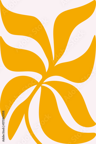 Yellow herbal leaves stem print