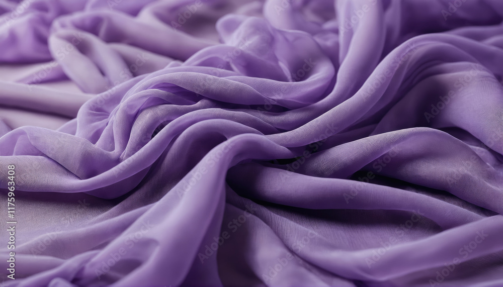 Obraz premium Soft purple fabric draping elegantly across a surface creating gentle waves and folds under soft lighting