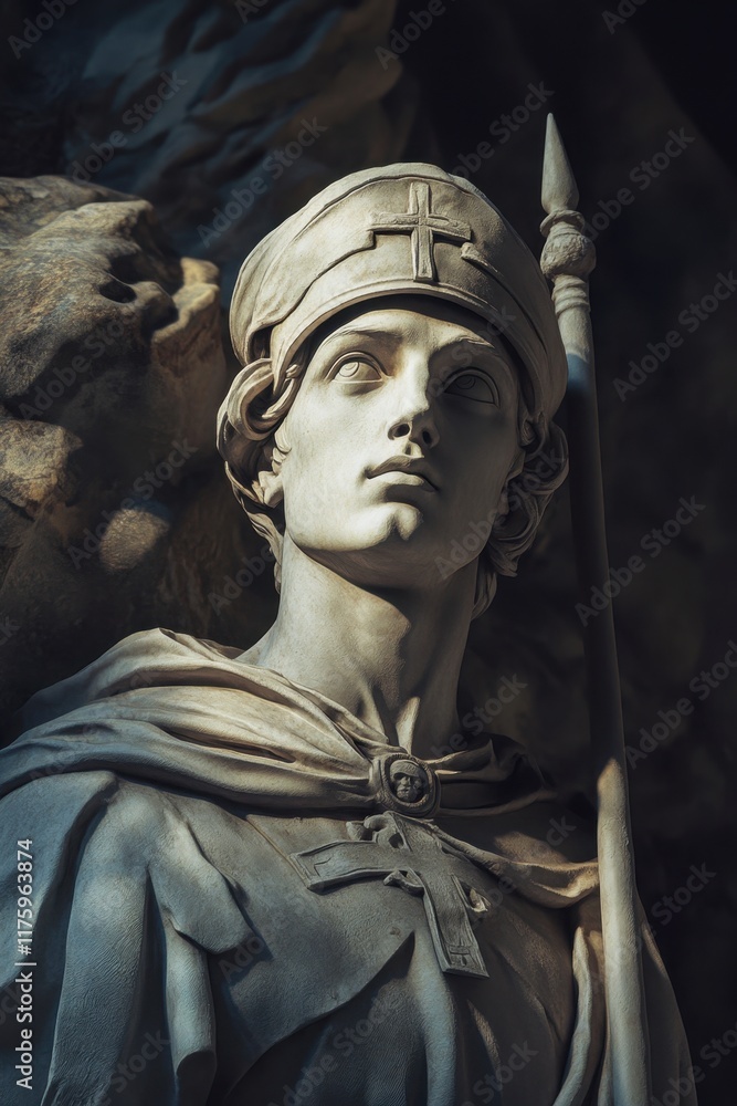 Obraz premium Statue of a historical warrior in detailed medieval armor