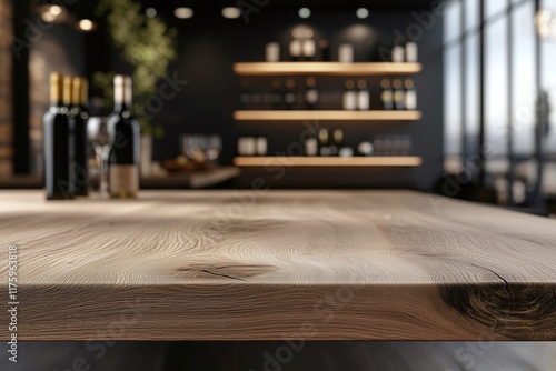 Showcasing wine selection wine shop closeup table modern interior perspective wooden texture photo