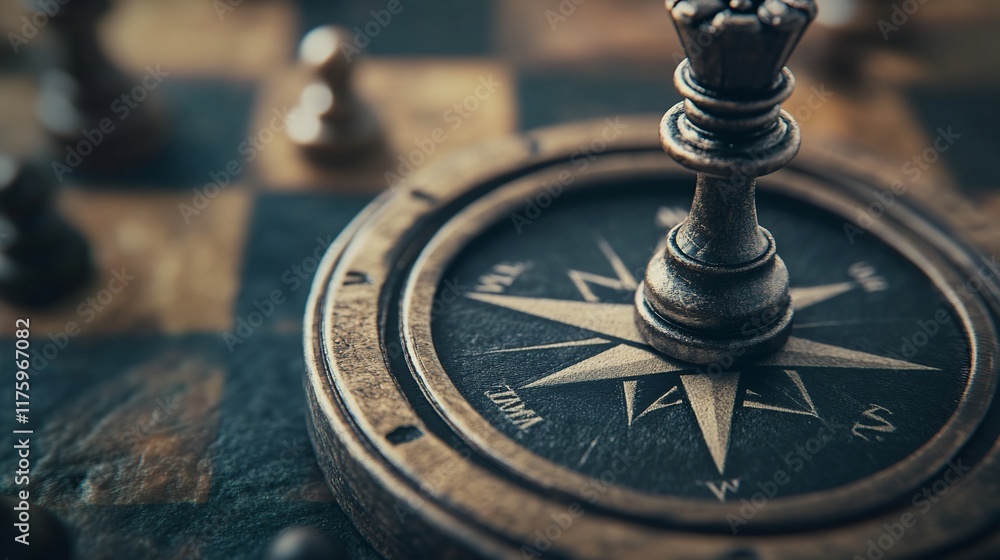 A close-up of a chess piece and compass, symbolizing strategy and navigation. A close-up of a chess piece and compass, symbolizing strategy and navigation.