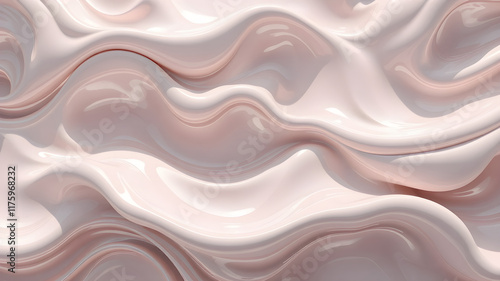 A futuristic render of flowing liquid shapes with smooth surfaces and natural shadows creating a harmonious composition