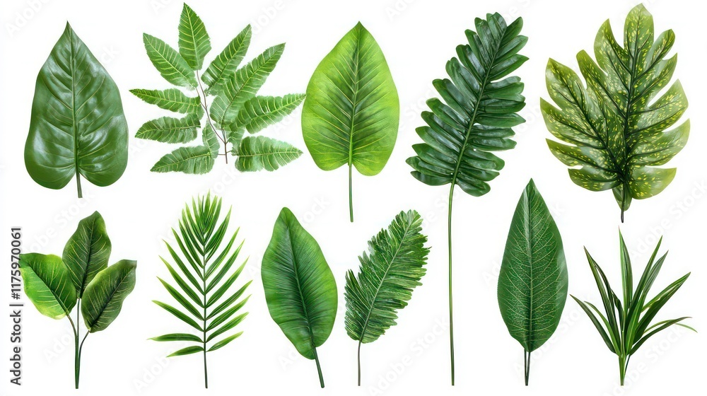 A vibrant collection of lush green leaves, showcasing a variety of textures and shades for a natural, tropical feel. A vibrant collection of lush green leaves, showcasing a variety of textures and shades for a natural, tropical feel.