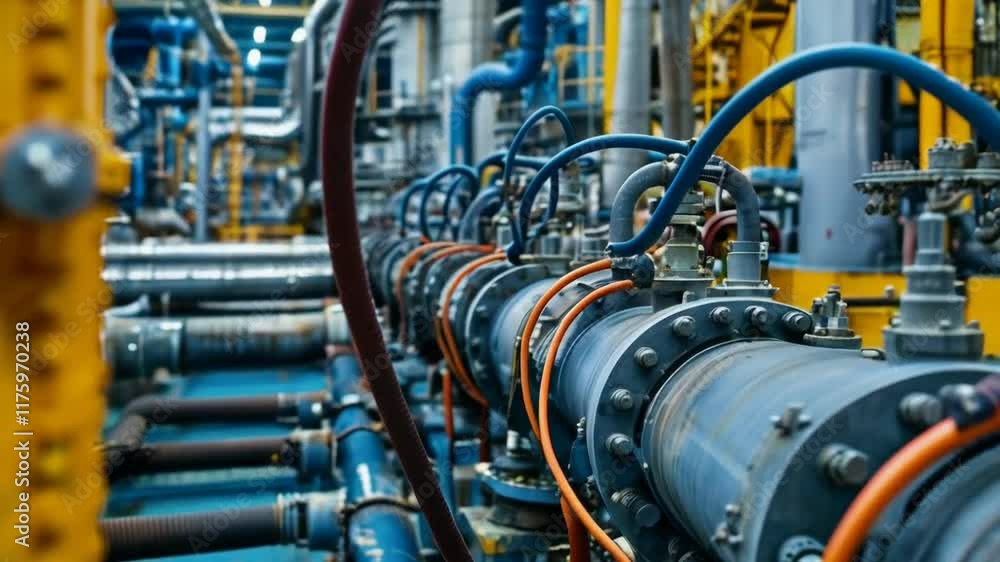 pipes with several valves and connections in the oil and gas industry pipes with several valves and connections in the oil and gas industry