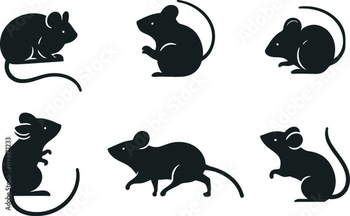 A collection of mice silhouettes for artwork compositions
