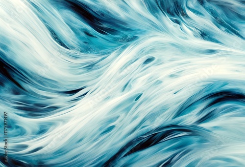 electric white painting featuring closeup resem swirling detailed blue patterns photo