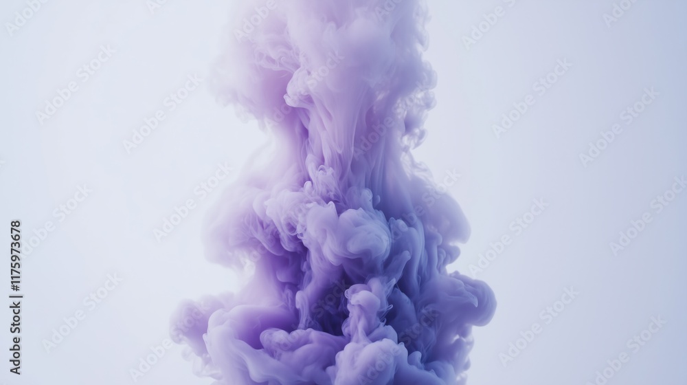 Fototapeta premium Purple smoke cloud on light background. mysterious atmosphere and abstract design