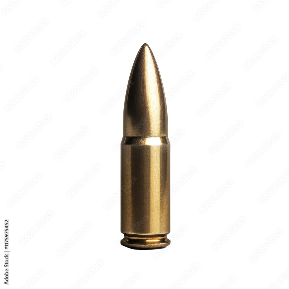 Single brass bullet isolated on a transparent background for design showcase, bullet isolated on transparent background Single brass bullet isolated on a transparent background for design showcase, bullet isolated on transparent background