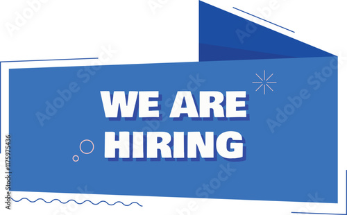 We're hiring banners. We are hiring communication poster, help wanted advertising banner with speaker and vacant badge.