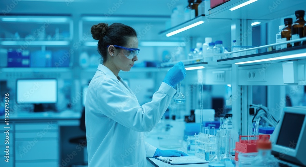 Scientist conducting experiments in a modern laboratory setting Scientist conducting experiments in a modern laboratory setting