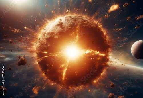 Fototapeta Naklejka Na Ścianę i Meble -  space close planet earth sun exploding