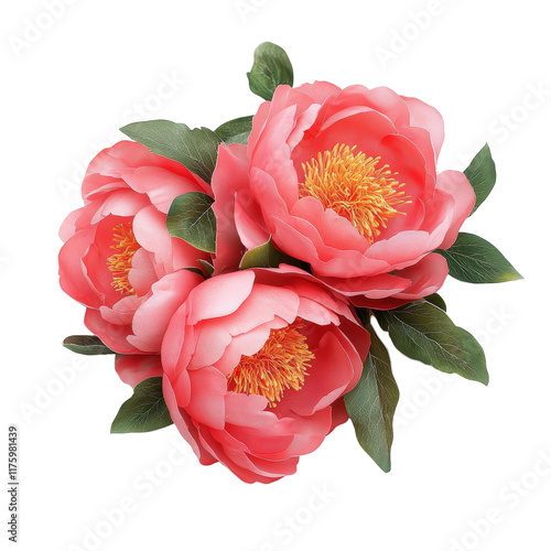 Fototapeta Naklejka Na Ścianę i Meble -  Delicate peonies arranged beautifully on a transparent background, showcasing their vibrant colors and lush petals, peonies flowers isolated on transparent background