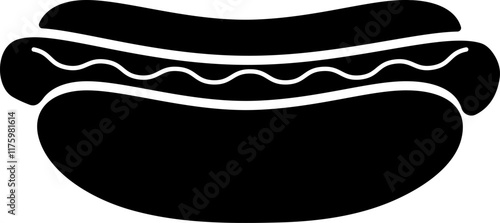 Minimalist hot dog silhouette icon with mustard. Vector illustrator.