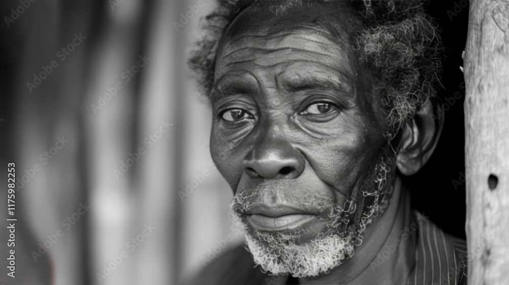 Portrait of an elderly African Man with a weathered face and a thoughtfull expression Portrait of an elderly African Man with a weathered face and a thoughtfull expression