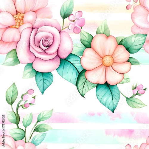 Seamless watercolor pastel color floral pattern