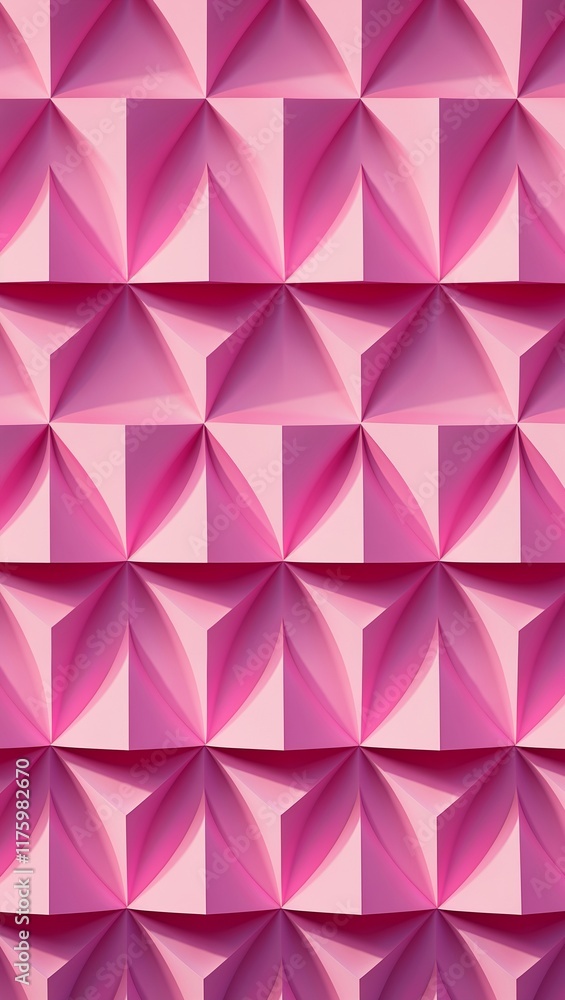 Simple pink triangles arranged in a grid pattern creating a contemporary look in pink pattern background Simple pink triangles arranged in a grid pattern creating a contemporary look in pink pattern background