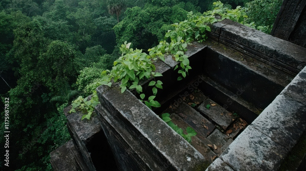 A majestic ancient stone temple enveloped by lush greenery, exuding a sense of mystery and history in the heart of the forest. A majestic ancient stone temple enveloped by lush greenery, exuding a sense of mystery and history in the heart of the forest.