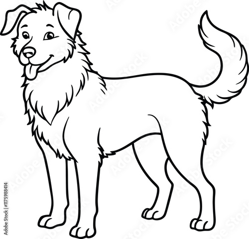 Airedoodle line arts with white background. Airedoodle hand drawing vector illustration isolated on white background