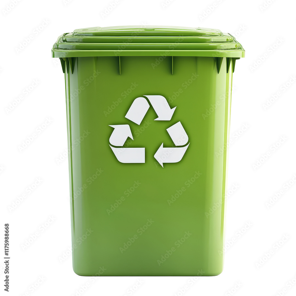 Green trash can with a transparent recycling symbol, perfect for promoting eco-friendly waste management practices, square green trash can transparent recycle symbol pattern isolated Green trash can with a transparent recycling symbol, perfect for promoting eco-friendly waste management practices, square green trash can transparent recycle symbol pattern isolated