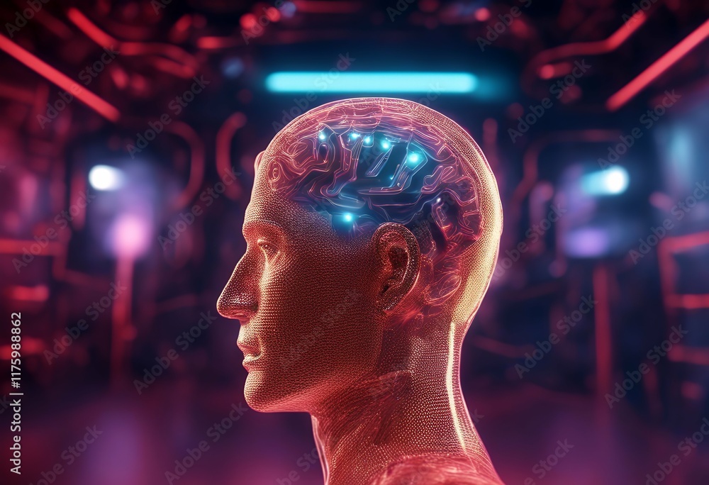 illuminated human head activity showcased background 3d neon metallic rend brain illuminated human head activity showcased background 3d neon metallic rend brain