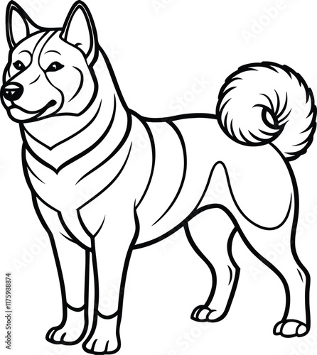 Alaskan klee kai silhouette of a standing dog. Alaskan Klee Kai vector illustration isolated on white background in cartoon style.