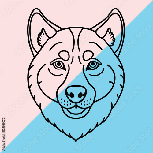 Alaskan klee kai silhouette of a standing dog. Alaskan Klee Kai vector illustration isolated on white background in cartoon style.