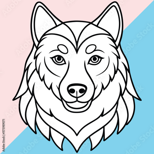 Alaskan klee kai silhouette of a standing dog. Alaskan Klee Kai vector illustration isolated on white background in cartoon style.