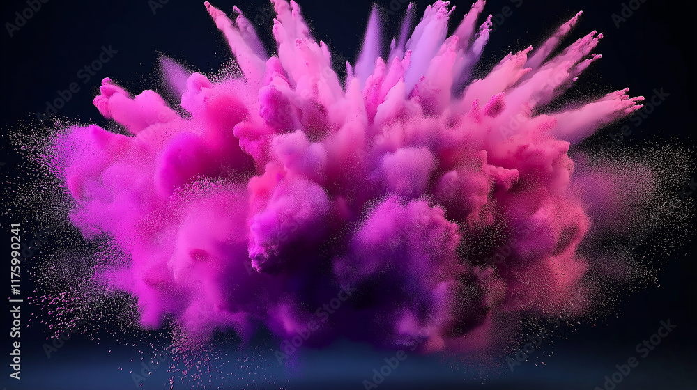 Pink and purple powder exploding against a dark background Pink and purple powder exploding against a dark background