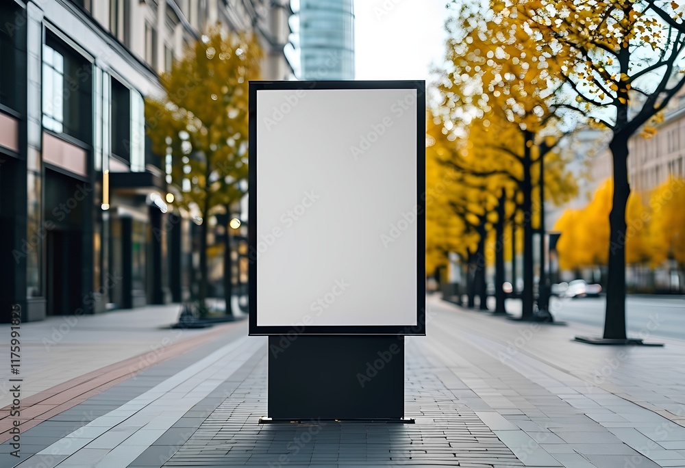 A blank billboard mockup standing prominently in an urban street setting A blank billboard mockup standing prominently in an urban street setting