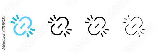 Set of disconnect link icon collection. Broken link, Disconnected, broken chain symbol. Vector Illustration. 
