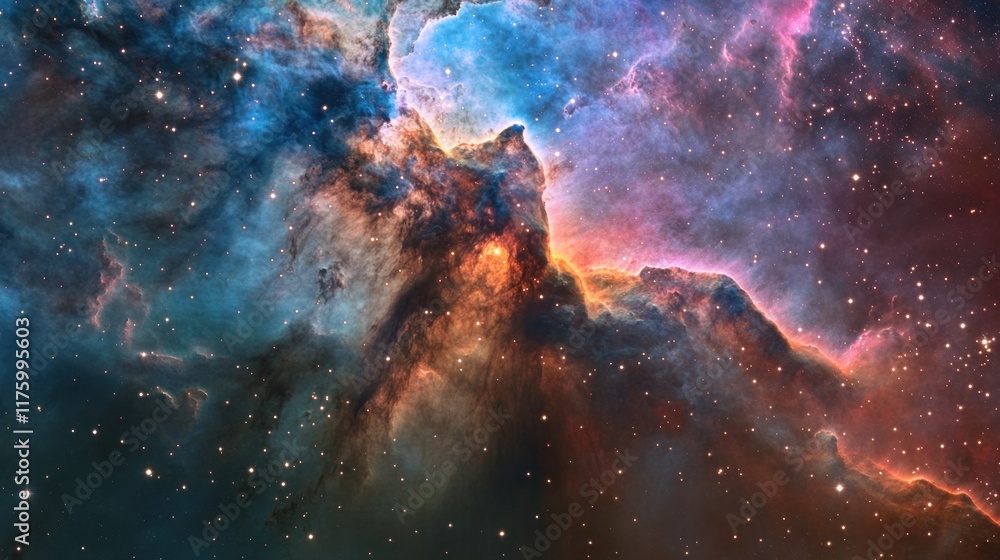 Fototapeta premium Stunning Celestial Nebula in Deep Space with Vibrant Colors and Twinkling Stars Capturing the Beauty of the Universe's Cosmic Wonders