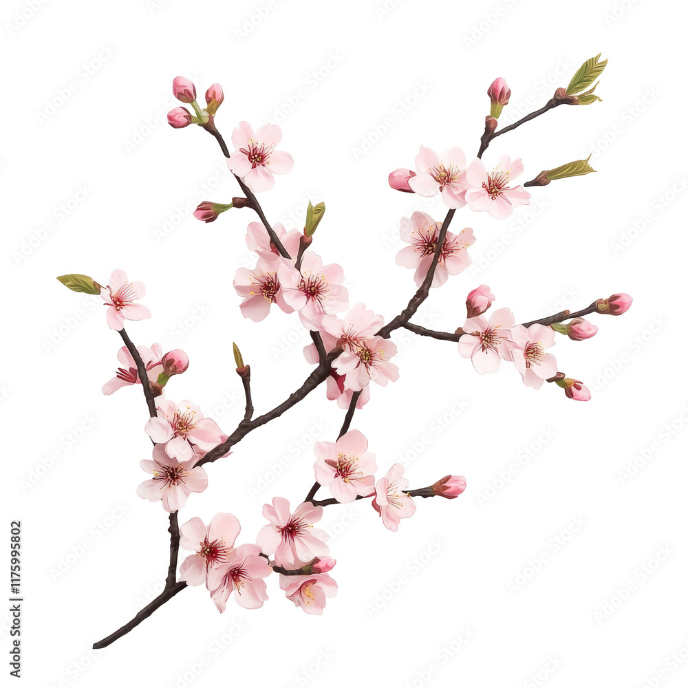 Delicate sakura tree branch with pink flowers and budding blossoms on a transparent background, sakura tree branch flower isolated on transparent background Delicate sakura tree branch with pink flowers and budding blossoms on a transparent background, sakura tree branch flower isolated on transparent background