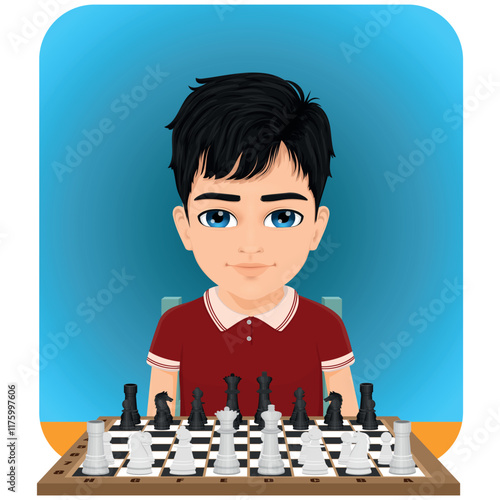 boy ready to play chess