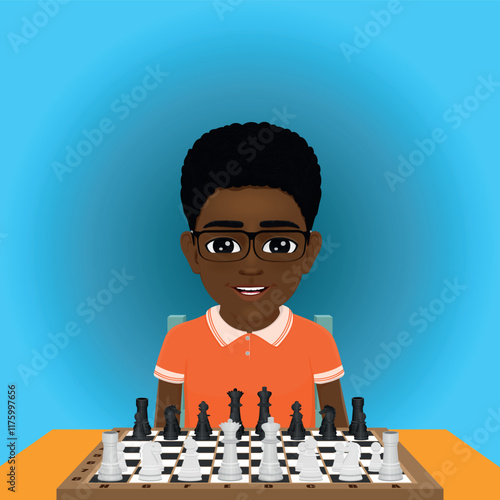 boy ready to play chess