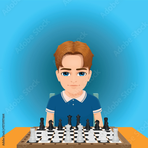 boy ready to play chess