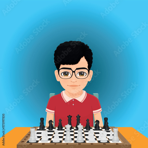 boy ready to play chess