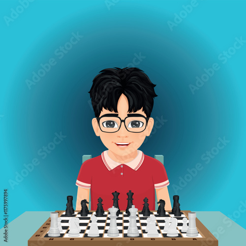 boy ready to play chess