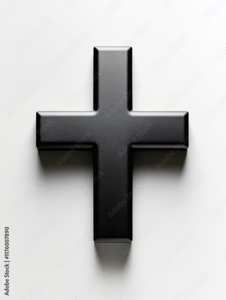 Fototapeta premium Black cross symbol on a white background