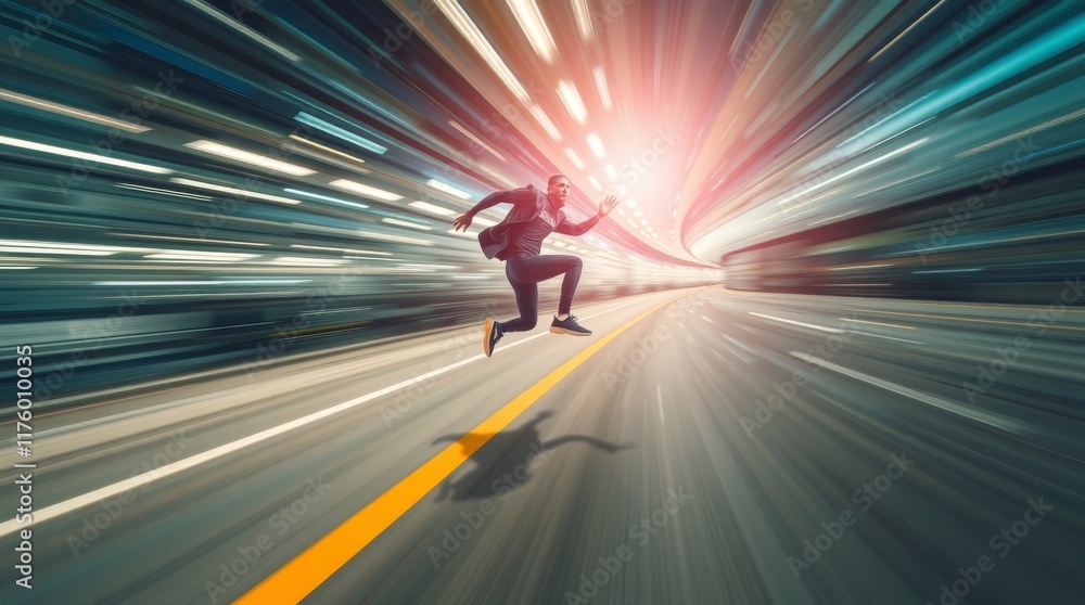 running person on the road running person on the road