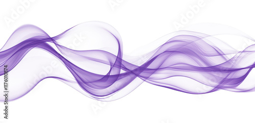 Abstract Purple Wave Pattern with Flowing Lines and Curves, Isolated on Transparent and White Background