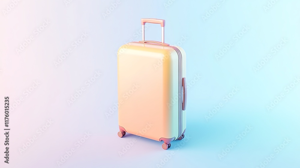 A sleek, modern suitcase with a gradient design, featuring wheels and a handle, perfect for travel and adventure. A sleek, modern suitcase with a gradient design, featuring wheels and a handle, perfect for travel and adventure.