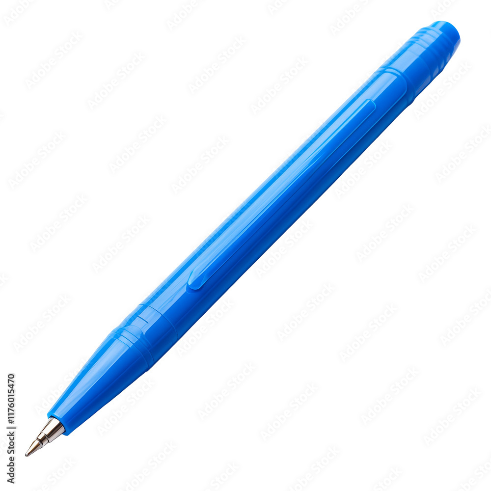 Blue ball pen isolated on a transparent background suitable for office and school use in everyday writing tasks, typical blue ball pen isolated on transparent background Blue ball pen isolated on a transparent background suitable for office and school use in everyday writing tasks, typical blue ball pen isolated on transparent background