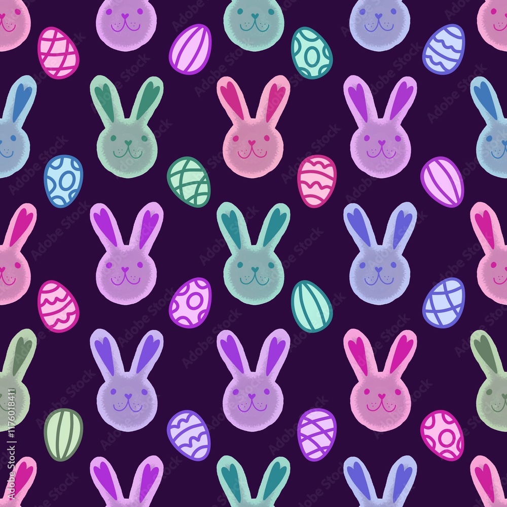 Fototapeta premium Spring animals seamless Easter rabbit pattern for wrapping paper and fabrics